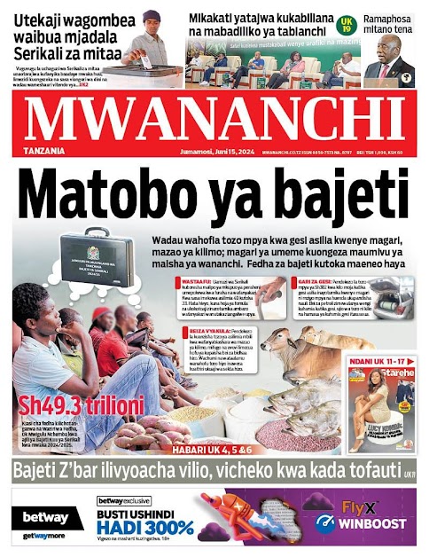 Magazeti ya leo jumamosi juni 15, 2024